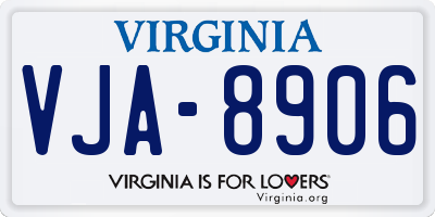 VA license plate VJA8906