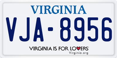 VA license plate VJA8956