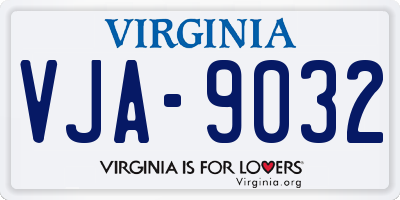 VA license plate VJA9032