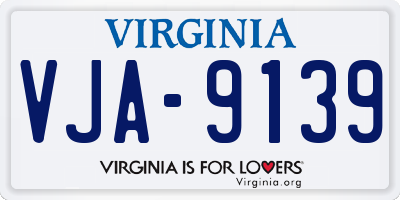 VA license plate VJA9139