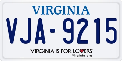 VA license plate VJA9215