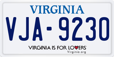 VA license plate VJA9230
