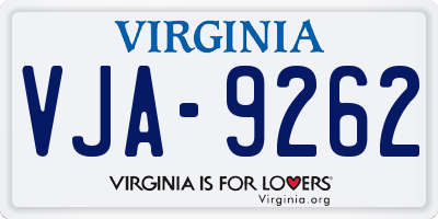 VA license plate VJA9262
