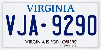 VA license plate VJA9290