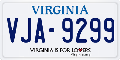 VA license plate VJA9299