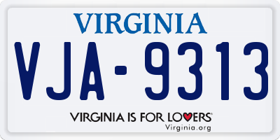 VA license plate VJA9313