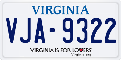 VA license plate VJA9322