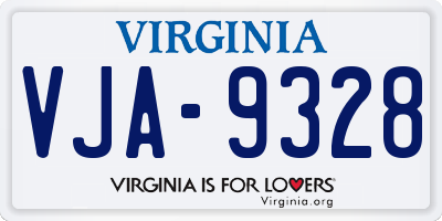 VA license plate VJA9328