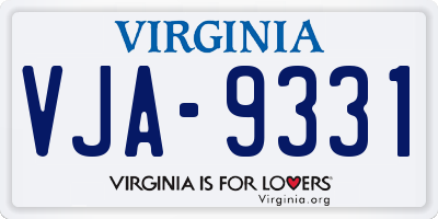 VA license plate VJA9331