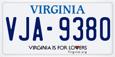 VA license plate VJA9380