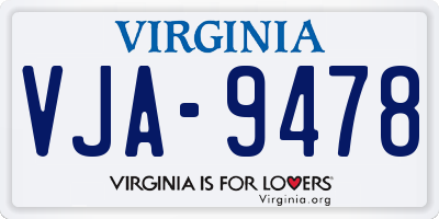 VA license plate VJA9478