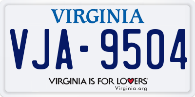 VA license plate VJA9504