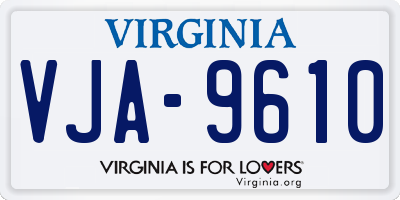 VA license plate VJA9610