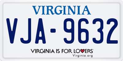 VA license plate VJA9632