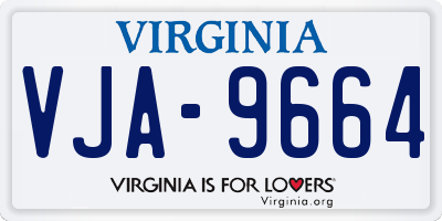 VA license plate VJA9664