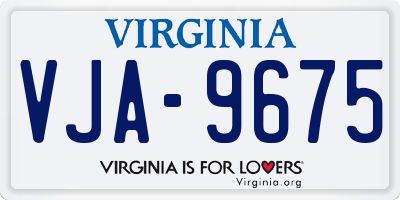 VA license plate VJA9675