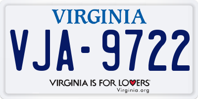 VA license plate VJA9722