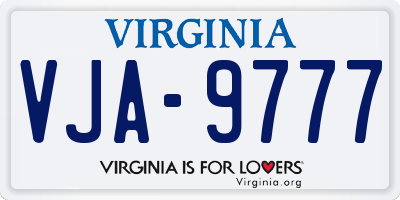 VA license plate VJA9777