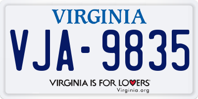 VA license plate VJA9835