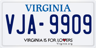 VA license plate VJA9909