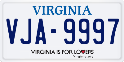 VA license plate VJA9997