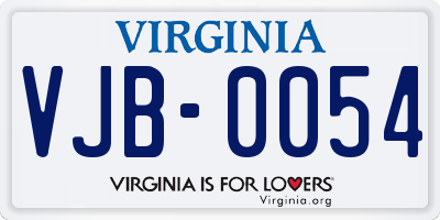 VA license plate VJB0054