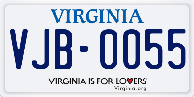 VA license plate VJB0055