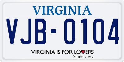 VA license plate VJB0104