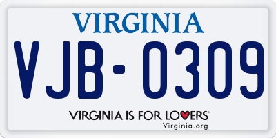 VA license plate VJB0309