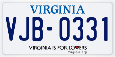 VA license plate VJB0331