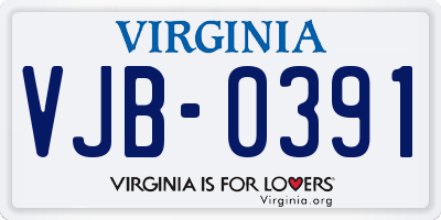 VA license plate VJB0391