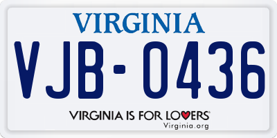 VA license plate VJB0436