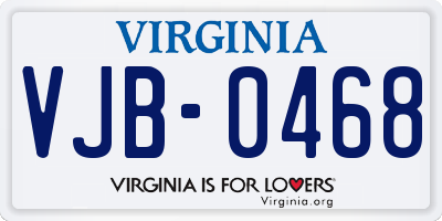 VA license plate VJB0468