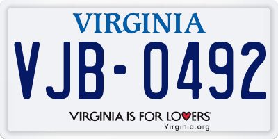 VA license plate VJB0492