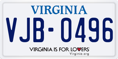 VA license plate VJB0496