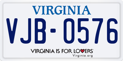 VA license plate VJB0576