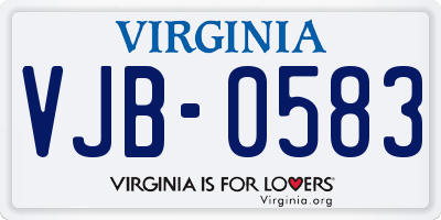 VA license plate VJB0583