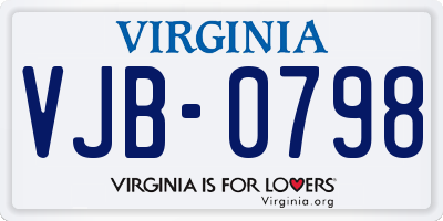 VA license plate VJB0798