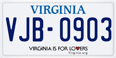 VA license plate VJB0903