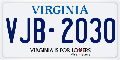 VA license plate VJB2030