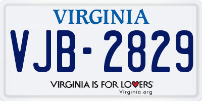 VA license plate VJB2829