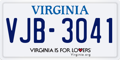 VA license plate VJB3041