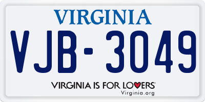 VA license plate VJB3049