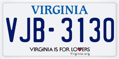 VA license plate VJB3130