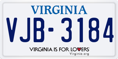 VA license plate VJB3184