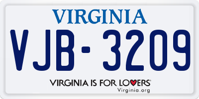 VA license plate VJB3209