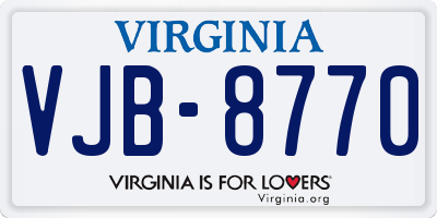 VA license plate VJB8770