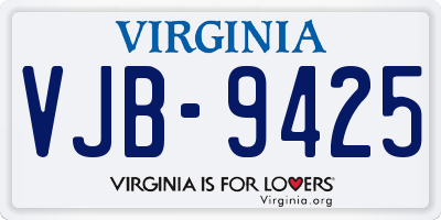 VA license plate VJB9425