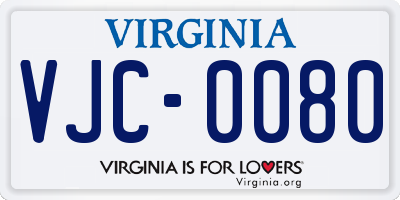 VA license plate VJC0080