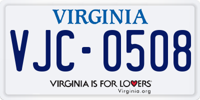 VA license plate VJC0508